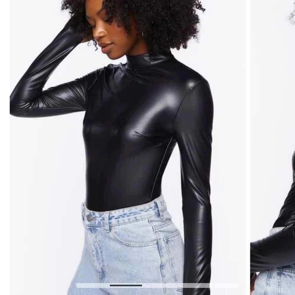 Leather fitted bodysuit